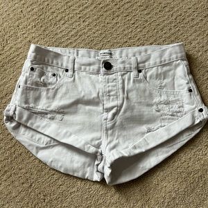 ONE TEASPOON white beauty bandits denim white shorts - size 29